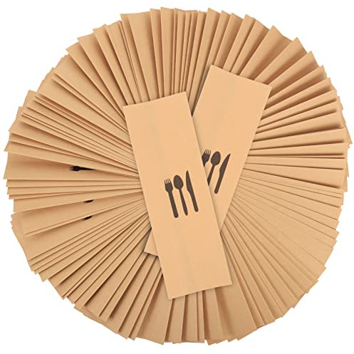 PHENOFICE 100stücke Kraftpapier Besteckhalter Bestecktaschen Für Hochzeiten Partys Hotels Und Praktische Utensilienhalter Aus Robustem Kraftpapier