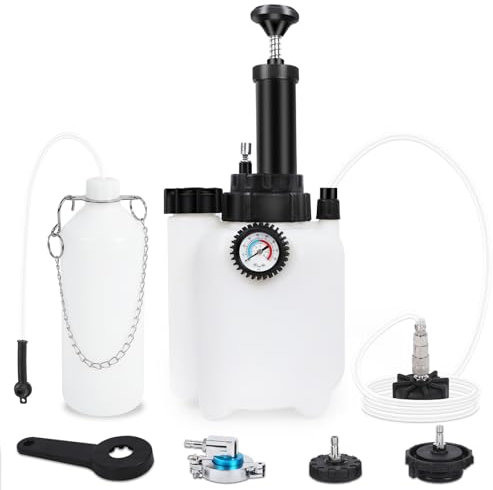 Spurgo Freni 3L Dispositivo per la Sostituzione del Liquido Freni Set di spurgo Freni per Auto con Contenitore di aspirazione da 1 litro 4 adattatori e Adattatore Universale per spurgo Freni