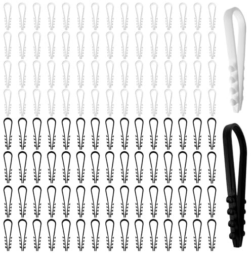 120 Stück Schlaufendübel,Kabelschellen zum Schrauben,Kabelschellen Nagelschellen Spannbereich 3-13mm/6-20 mm,Kabelhalter,Kabelschellen Befestigungen Wand für Netzwerkkabel (Weiß,Schwarz)