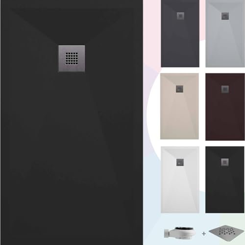 SoulHome Piatto Doccia in Resina 110x100 Nero Griglia Standard