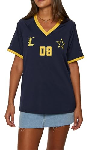 SANSIWU Jersey tröjor för kvinnor Y2k överdimensionerat antal grafisk t-shirt v-ringad tröja t-shirt sportig estetisk preppy kläder streetwear, A-01, M