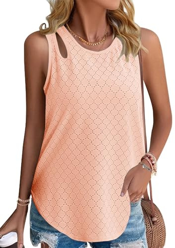 Gyabnw Damen Tank Tops Sommer Ärmellose Oberteile Basic Top Blusen Top Lässige Leicht