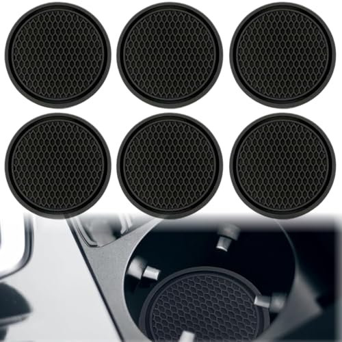 XURJUMI 6 Stück Getränkehalter Auto, Universelle Auto Untersetzer,rutschfeste Becherhalter Auto Eingebettet,Auto Zubehör Innenraum Deko, Schwarz