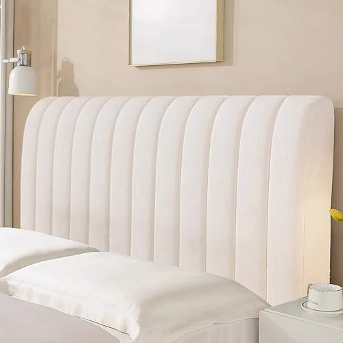 Generisch Samt Bett Kopfteil Bezug 200/140/160/180cm, Stretch Headboard Cover for Bed, Staubdicht Bettkopfteil Hussen, All-Inclusive Bett Kopfteilbezug Für Schlafzimmer Bett Deko,Beige,160cm