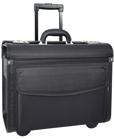 House of Luggage Maletín Pilot con ruedas estilo maletín con doble bloqueo, bolsas de viaje de negocios Harbin, color negro, Black, Estándar, Maleta