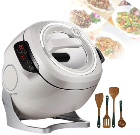 QUSYZD Robot de Cocina de Tambor automático, procesador de Alimentos Comercial para saltear, Robot de Cocina con Panel táctil y Revestimiento Antiadherente, Calentamiento Integral antiadheren,