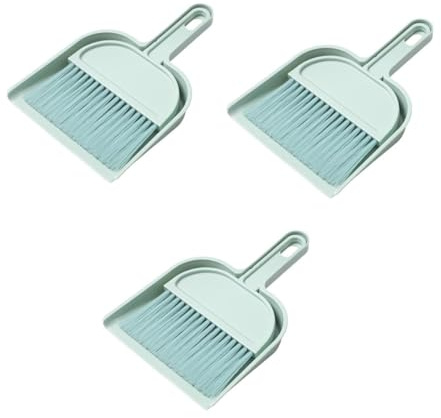 WRITWAA 3 Juegos Limpiador a Vapor portátil Cepillo Limpiador de Escritorio el Barrer Kit de Escoba y recogedor Mini Escoba y recogedor versátiles Escoba Interior Escoba barredora páginas