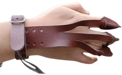 SLEDEZ Guanto da Tiro con L'Arco Guanti da tiro con L'Arco Regolabili in Pelle a 3 Dita for destrimani e Mancini