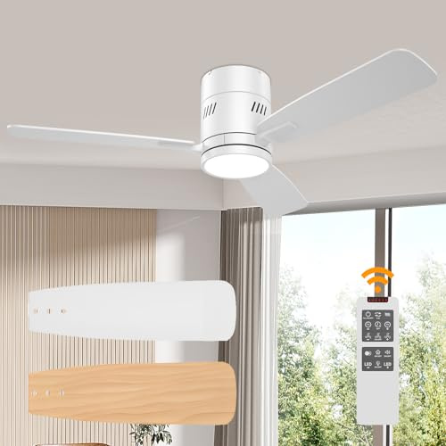 Epochglo Deckenventilator mit Licht, 106,7 cm, Deckenventilator mit Licht und Fernbedienung, leise, Windcalm, DC mit wendbaren Flügeln und dimmbaren Lichtern für Schlafzimmer, Küche