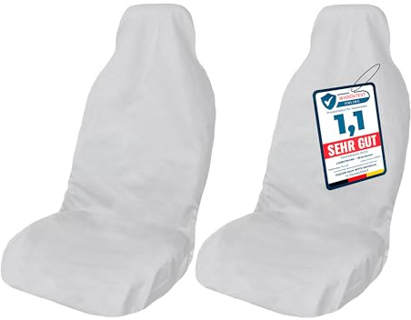 LIONSTRONG® Autositzschoner Vordersitz [SAUGFÄHIG] - Microfleece | 2 St. hellgraue saugfähige Autositzbezüge Vordersitze - Sitzschoner Auto - Autositz Sitzschutz - Werkstattschoner