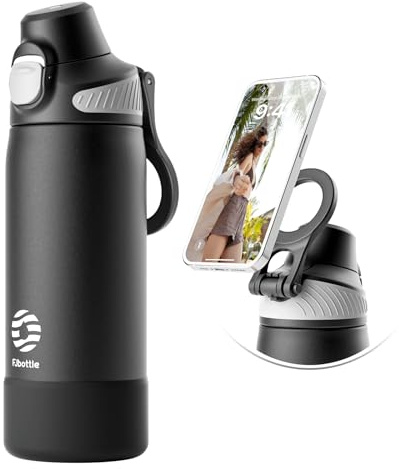 Fjbottle Edelstahl Trinkflasche 700ml mit Strohhalm und magnetischem Griff | Mit 1-Klick Öffnung, Silikonboden und Handyständer – ideal als Sportflasche für Fitness, Büro und unterwegs.
