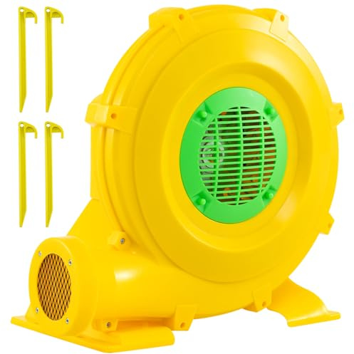 GOPLUS Soplador de 750W para Estructuras Inflables, Ventilador con Mango Portátil, Protección contra Sobrecargas, Interruptor Impermeable, para Castillos Hinchables y Toboganes, con Estacas y Cable