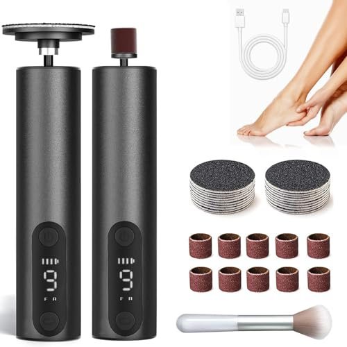 Rimuovi Calli Elettrico, 2 in 1 Rimuovi Calli Elettrico, 9 Velocità Regolabili con Display a LED, Strumento Professionale per la Pedicure per la Pelle Morta e Screpolata