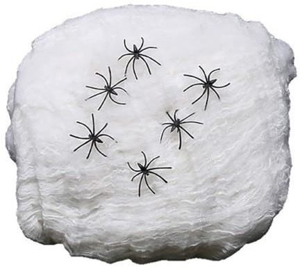 Halloween Deko: Spinnennetz (1000g) mit 200 Spinnen! Perfekt für Garten & Innen. Gruselgarantie!