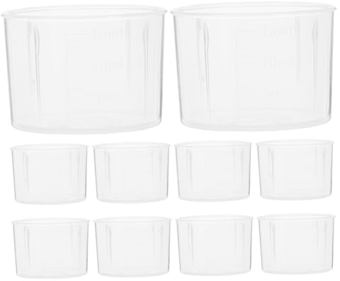BESPORTBLE 10pcs Transparent Plastic Measuring Cups with Clear Scales Multipurpose Straight Shape Beakers for Laboratory Kitchen Medication Dosing Liquid Preparation