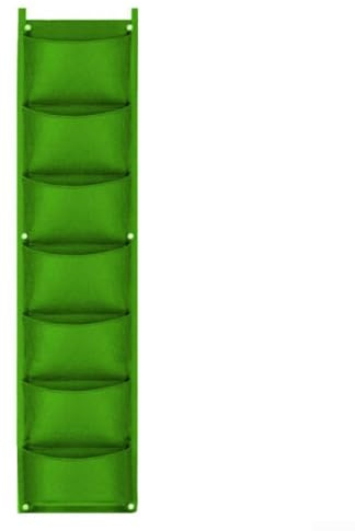 Borsa da giardino verticale con 7 tasche, per piante da appendere alla parete, salvaspazio, in feltro, per coltivare fiori e piccole piante all'interno e all'esterno (verde)