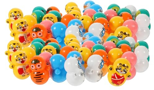 FUNOMOCYA Set 60 Pezzi Giocattoli Mini Tumbler in Plastica Animali Colorati, Robusti e Facili da Impugnare, come Bomboniere per Feste di Compleanno Bambini Colore Casuale Stile Casuale