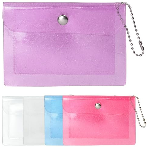 Swpeet 5 Pezzi 5 Colori Portamonete Portarossetto Portachiavi Verticale in PVC Trasparente 4.5×3.1 Pollici, Organizer per Astucci rossetto, Borse Portatrucchi per Borsetta, Portamonete e Pochette