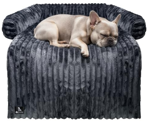 bluzelle Hundebett & Sofaschutz, Cord Plüsch & Wasserdicht, Anthrazit | M 102x85x12 cm, Hygiene & Maße, Bombenfester Halt, Atmungsaktiv & Bequem, VELVETPAW