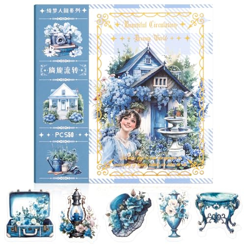 Uideyvi Charme-Schleifen-Themen-Sticker-Sticker-Bücher Lieferungen Junk-Log 50 Washi-Sticker Vintage-Log-Aufkleber