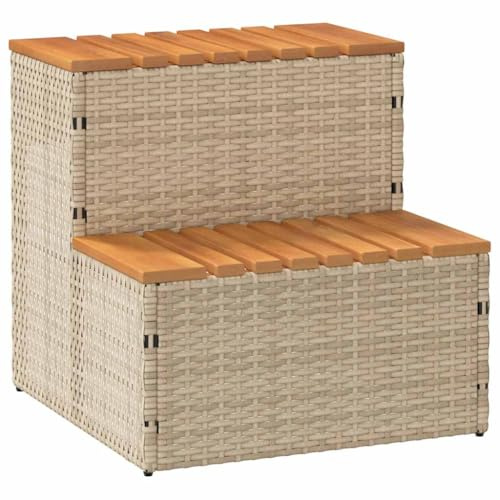 50 x 50 x 50 x 50,5 cm, in polyrattan e legno massello di acacia con piedini regolabili e superficie antiscivolo per un accesso sicuro