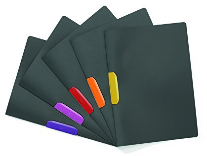 Durable Klemmmappe A4 Duraswing Color für 30 Blatt, Beutel 5 Stück, anthrazit mit farbiger Klemme, 230400