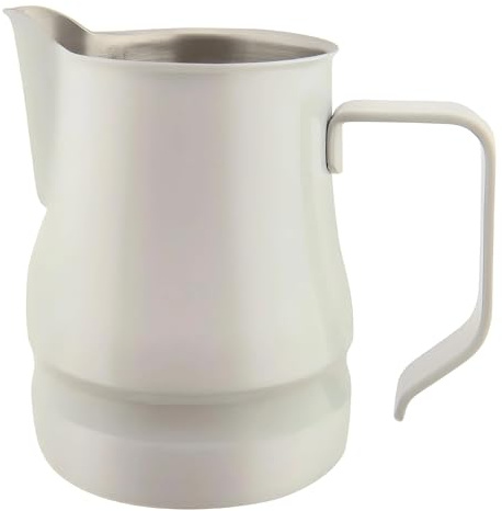 ILSA Lattiera Evolution per Cappuccino e Latte Art, Acciaio Inox 18/10, Bianca, Tazze 3, Capacità 35 cl