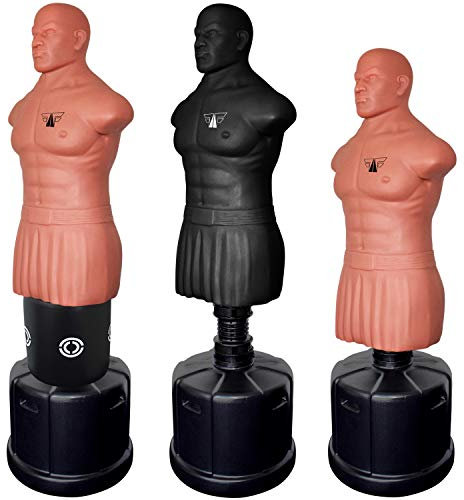 FOX-FIGHT Hank Box Dummy Boxdummy Standboxsack Boxpuppe Höhenverstellbar 160-180cm mit Low-Kick Polster (schwarz inkl. Lowkick-Polster)