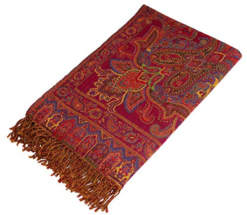 Lorenzo Cana filt jacquard vävd av bomull med finaste ull från merino lammullfilt bomullsfilt lammull filt pläd 140 cm x 200 cm 130 x 180 cm Paisley-rot-bunt