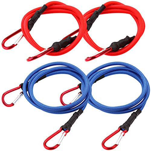 Cartman UV-behandelte Bungee-Seile, 2 Stück à 152 cm und 2 Stück à 102 cm mit Karabinerhaken, insgesamt 4 Stück