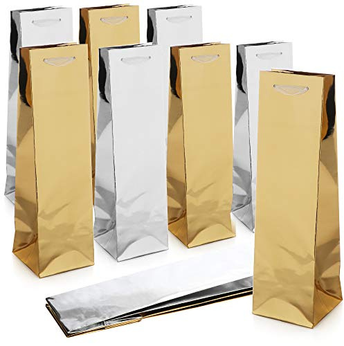 com-four® 10x Geschenktüte mit Weihnachtsmotiv, Geschenktasche für Wein | Flaschentüte für Weihnachten & Nikolaus [Auswahl variiert]