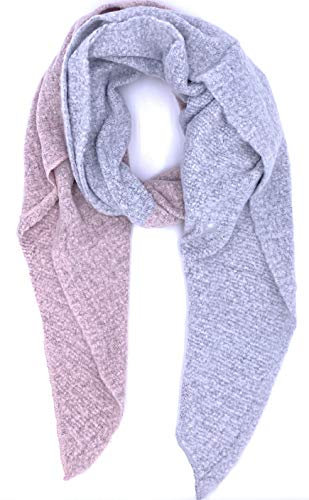 FASHION YOU WANT Damen XXL SCHAL kuschelig warm Trend Stola XXL Tuch KARO HALSTUCH SCARF PONCHO CAPE WARM NEU WINTERSCHAL HERBSTSCHAL DECKENSCHAL WEICH (rosa/hellgrau)