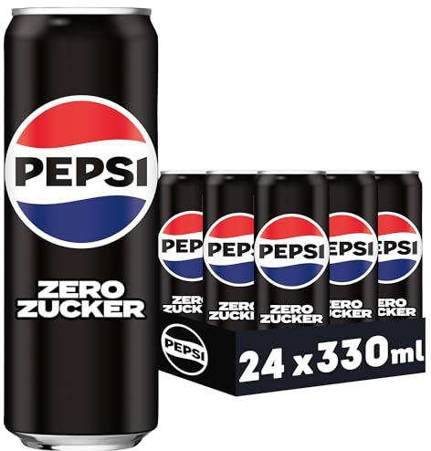 Pepsi Zero Zucker, Das zuckerfreie Erfrischungsgetränk von Pepsi ohne Kalorien, Koffeinhaltige Cola in der Dose, EINWEG Dose (24 x 0,33 l) (Verpackungsdesign kann abweichen)