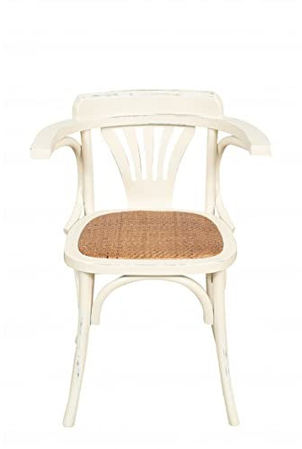 Biscottini Thonet Stuhl 75 x 42 x 42 cm | Stühle Küche Holz Esche| Esszimmer Stühle Holz weiß Finish | Stuhl Küche Sitz Rattan