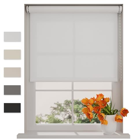 DTCH® Lichtdurchlässiges Rollo, weiß, 75 x 190 cm | Für Fenster, Sichtschutz bei Tageslicht, Wand- Decken- oder Klemmfix-Montage, Breiten bis 240 cm, kindersicher, Kettenzug
