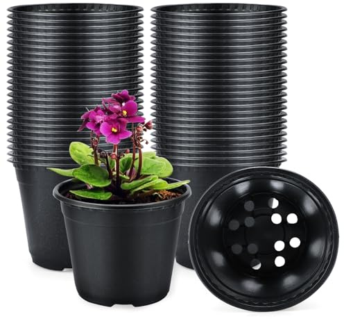KINGLAKE Anzuchttöpfe 15cm, Pflanztöpfe Anzucht 100 Stück, Aufzuchttöpfe Plastik Kleine, Setzlinge Anzucht Töpfe Pflanzen, Blumentopf Kunststoff, Pikiertöpfe, Plastiktöpfe, Umtopf Töpfe-Schwarz