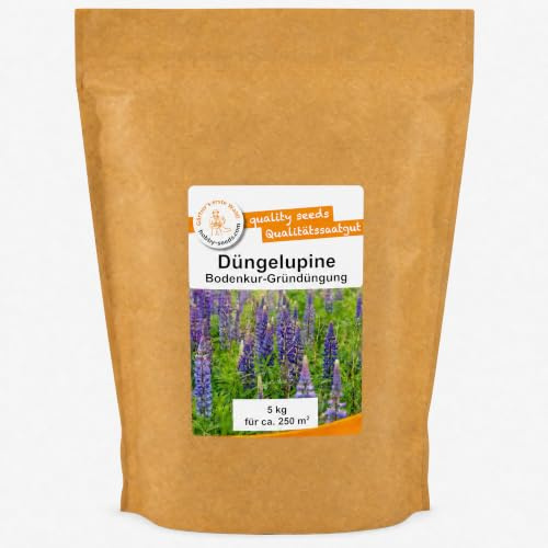 Gärtner's erste Wahl! Bobby-Seeds Bodenkur Düngelupine Samen 5 kg für ca. 250 m², Saatgut ohne Gentechnik, Gründüngung, natürliche Bodenverbesserung und Stickstoffbindung, keimfähig