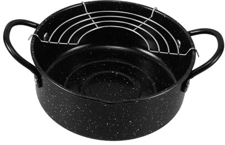 ORFOFE Sartén con Tapa Olla Tempura Japonesa Profundo Freidora De Hierro Freidora con Filtro Sartén con Tapa Cacerola Crepera Sarten Olla Multifuncional Mini