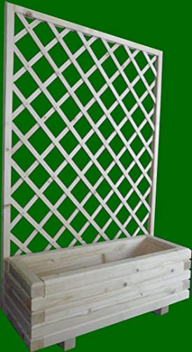 SchwibboLa Pflanzkasten Massiv inkl. Rankgitter 140cm Höhe verschieden Größen unbehandelt Fichte (100x50x45cm inkl. Gitter 140cm)