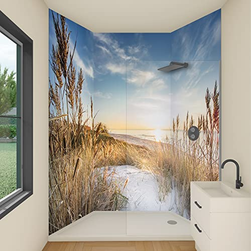 yourplate Duschrückwände individuelle Größe (Ostsee Strandhafer) | 3mm Aluminium Verbundplatte, exklusives Design, einfache Montage, geringes Gewicht, fugenlos, wasserdicht, pflegeleicht