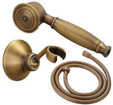 Assiavree Cabeza de Ducha, Juego de Ducha, Teléfono Retro de latón Ducha en Forma de teléfono, Utilizado en Baño y Ducha Soporte de Cobre (Color : Brass Shower Suit)