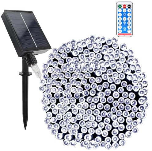 GHONLZIN Luci Solari Esterno, Impermeabile Catena Luminosa 22 Metro 8 Modalità 200 LED Luci Stringa Solare con Telecomando per Giardino Cortili Matrimoni Feste Natalizie Decorazioni