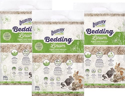 Bedding Linum 10,5 kg / 105 l - 3er Bundle 3 x 35 l Leineneinstreu, Supersoft