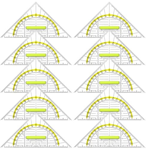 YDHfdc 10 Stück Geodreieck aus Kunststof Geodreieck Flexibel Geodreieck mit Griff Bruchsicher Geodreieck Klein zum Kreise Zeichnen für Studenten Büro Designer Malerei