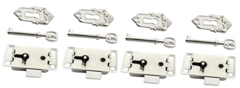 OSALADI 4 Stück Karton Vorhängeschloss Im Retro-stil Möbelscharniere Für Schränke Möbelschlösser Hardware-haspen Dekoratives Vorhängeschloss Alter Schrank Antikes Schloss Sperren Hölzern