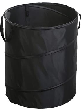ANTING PRODUCTS Bote de basura plegable, 36 litros, 10 galones, pequeño cubo de basura para acampar al aire libre, impermeable, flexible, para el hogar, jardín, camping, viajes, color negro
