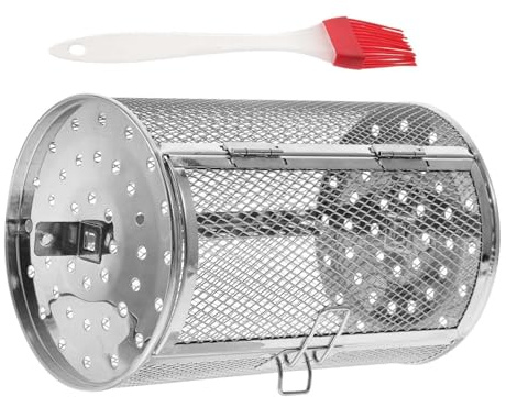 PRETYZOOM Edelstahl Drehbarer Grillkorb Ofenkäfig Für Backofen Und Airfryer Hochwertiger Metall Grillkorb Mit Rotisserie Funktion Zum Gleichmäßigen Rösten Von Nüssen Und Gemüse Langlebiges k