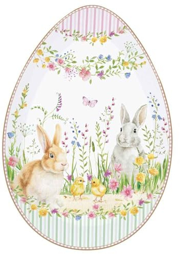 Easy Life Vassoio ovale a forma di uovo pasquale in porcellana Happy Easter 30x21 cm