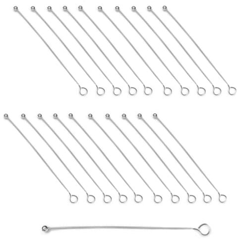 My-Bead 20 Stück Ösenstifte mit Kugel 70mm 925 Sterling Silber Kettelstifte Eye Pins Juweliers- Qualität DIY