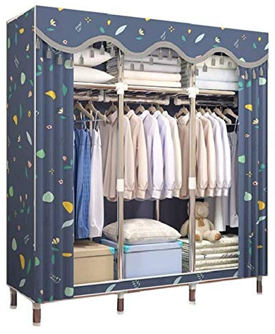 Stoff-Kleiderschrank, tragbarer Kleiderschrank, faltbar, wasserdicht, schnell, Metallregal und Staubschutz zum Aufbewahren von Kleidung, Schuhen, Spielzeug, B